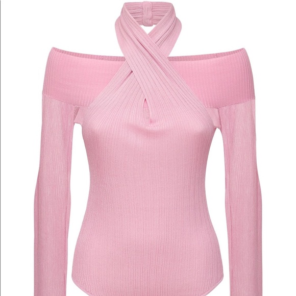 Herve Leger 🩷 Draped Halter Neck Bodysuit Sz S, $590 - Picture 1 of 8